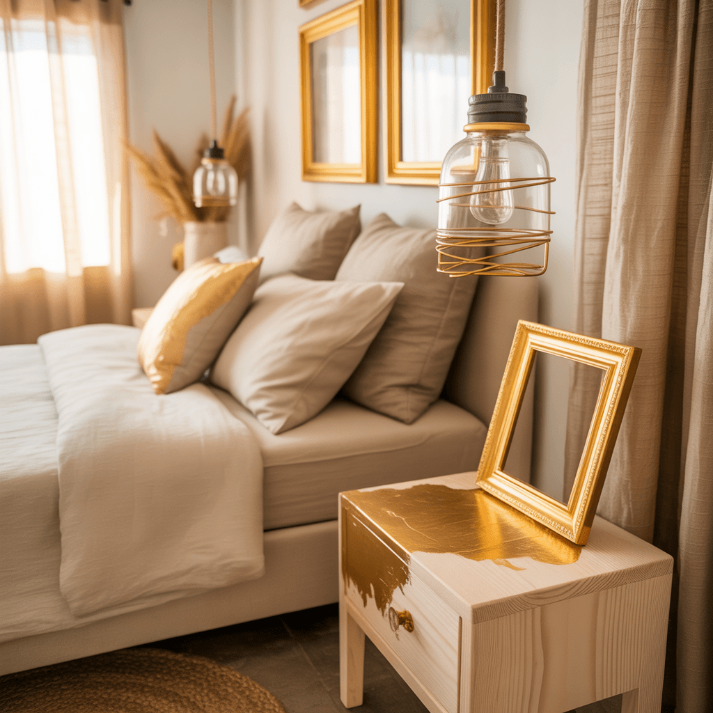DIY gold accents for elegant bedroom decor