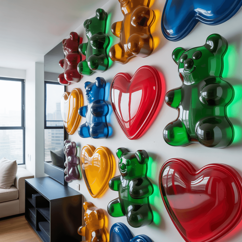 DIY gummy aesthetic wall decor glossy panels