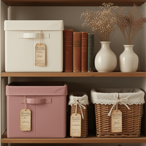DIY soft fabric decor wrapped storage boxes and baskets for poetcore inspired organization
