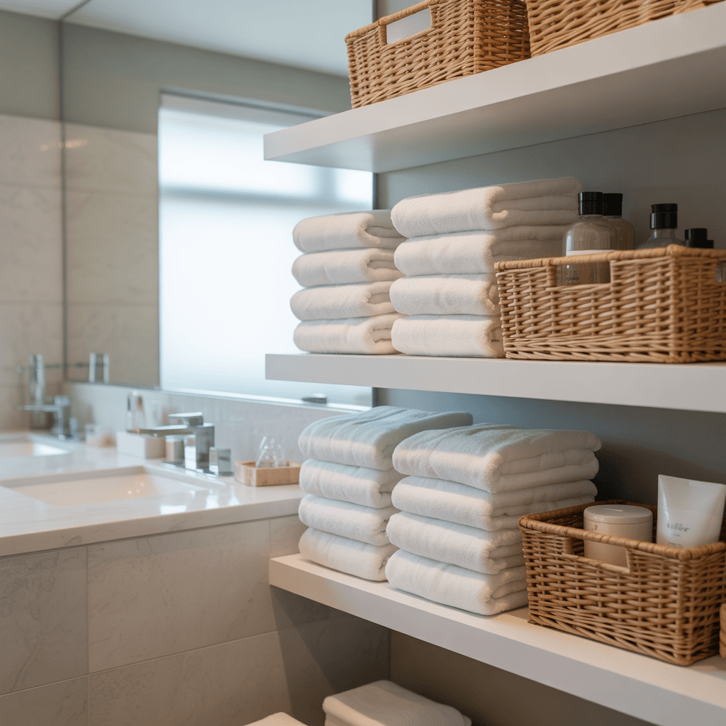 Floating shelves for bathroom storage ideas