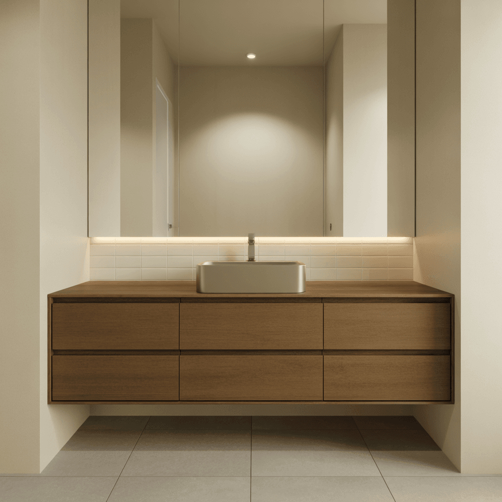 Floating vanity in a modern luxury bathroom