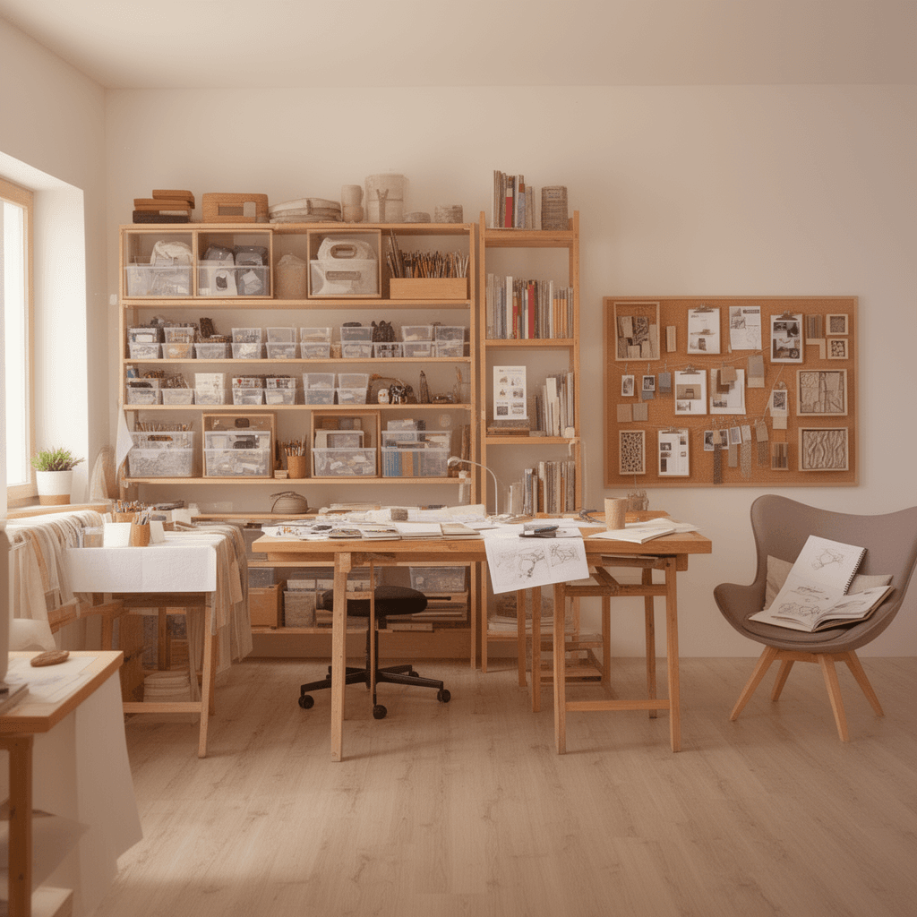 Inspiration board home organization ideas for creative workspace featuring mood boards and visual reference displays