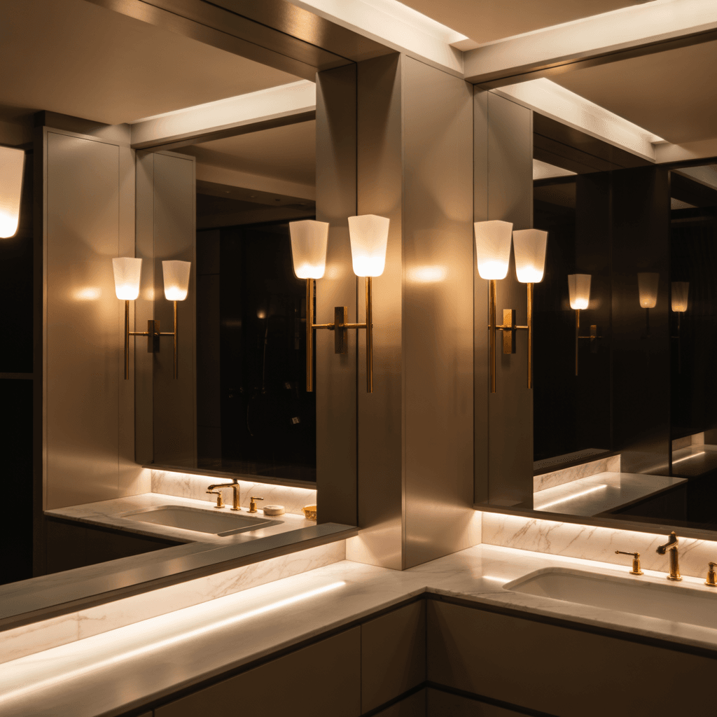 Large-format tiles in a modern luxury bathroom