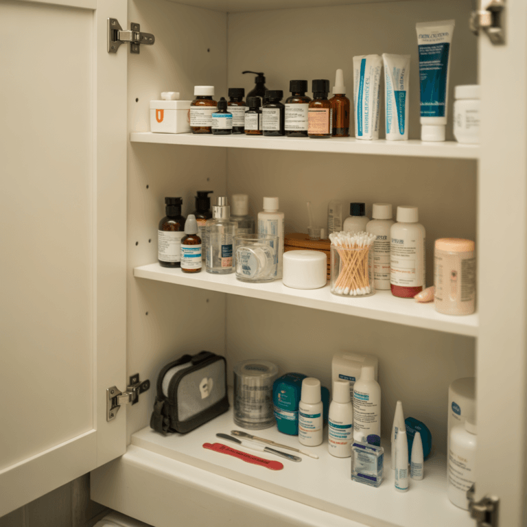 Medicine cabinet bathroom organization
