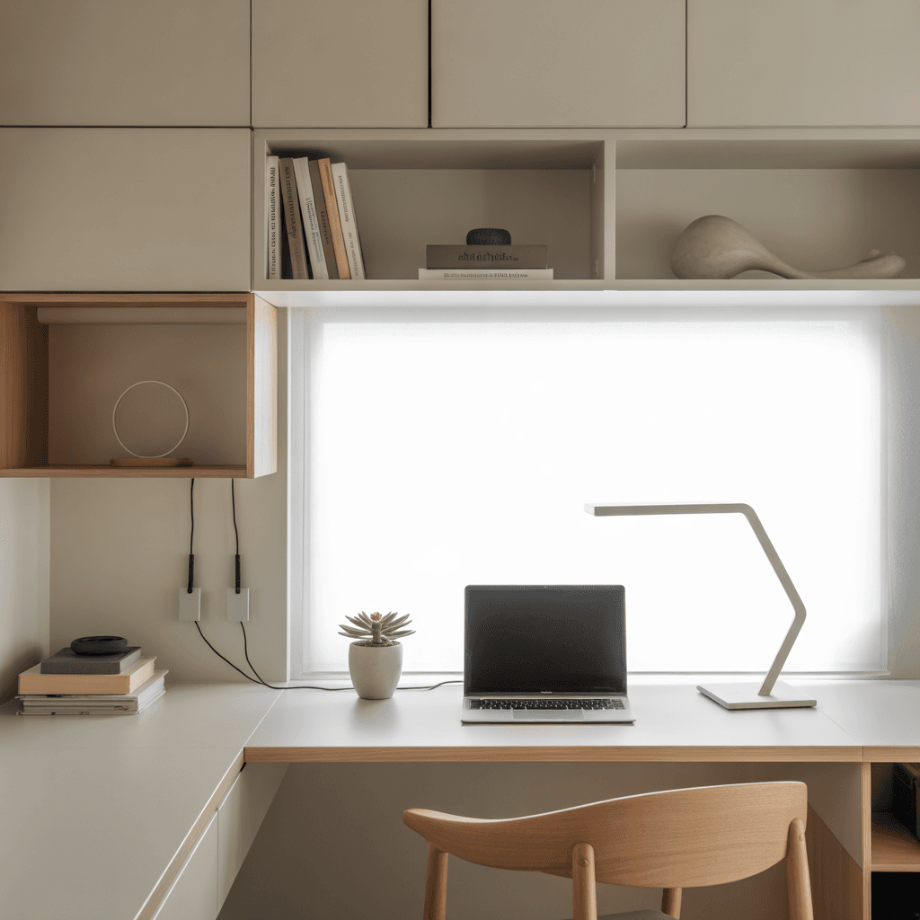 Minimal home office decor achieved by decluttering