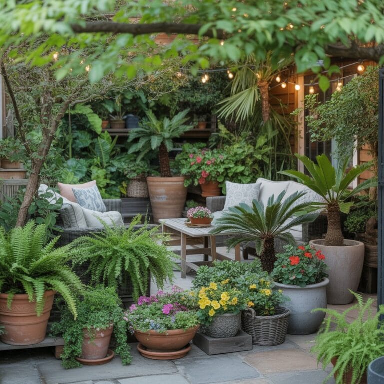 Modern concrete backyard patio