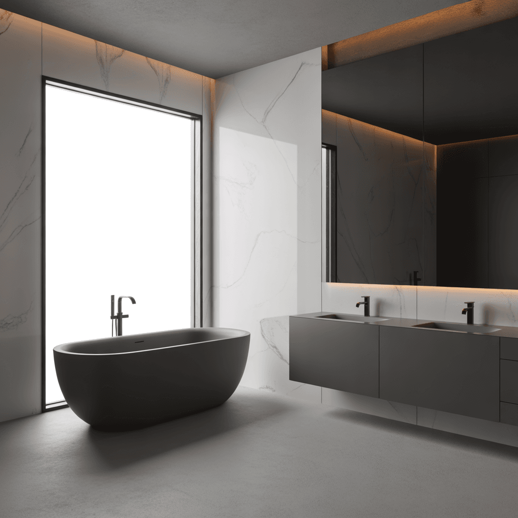 Natural light in a modern luxury bathroom