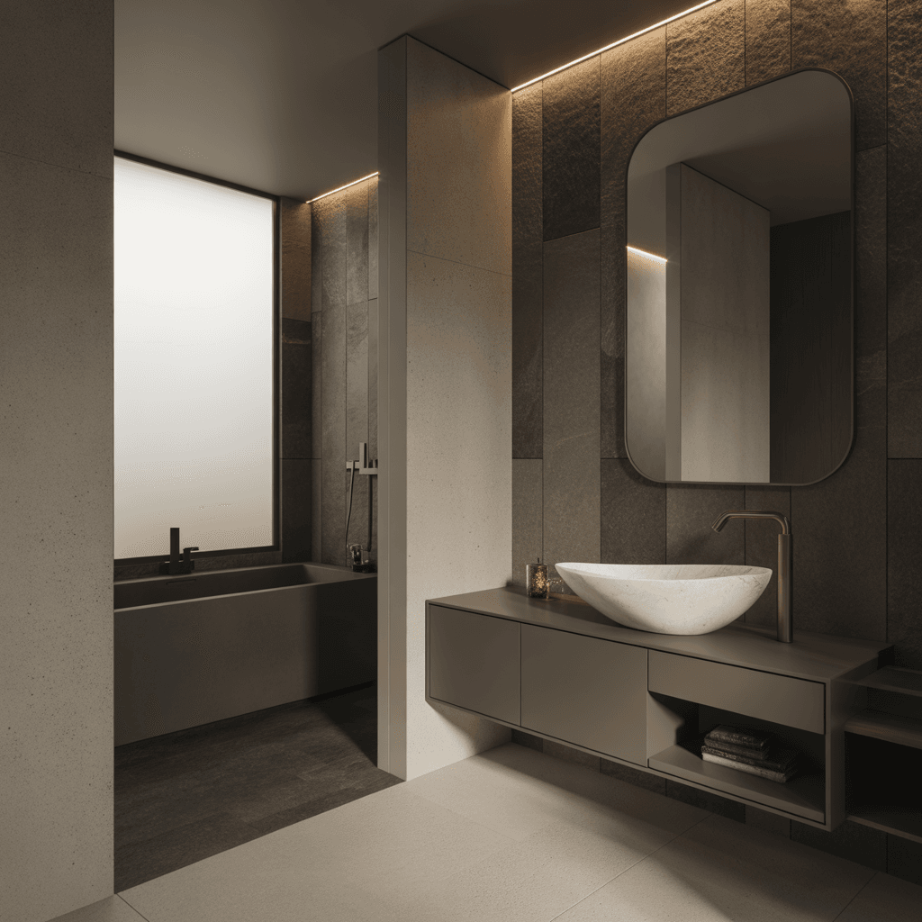 Rain shower in a modern luxury bathroom