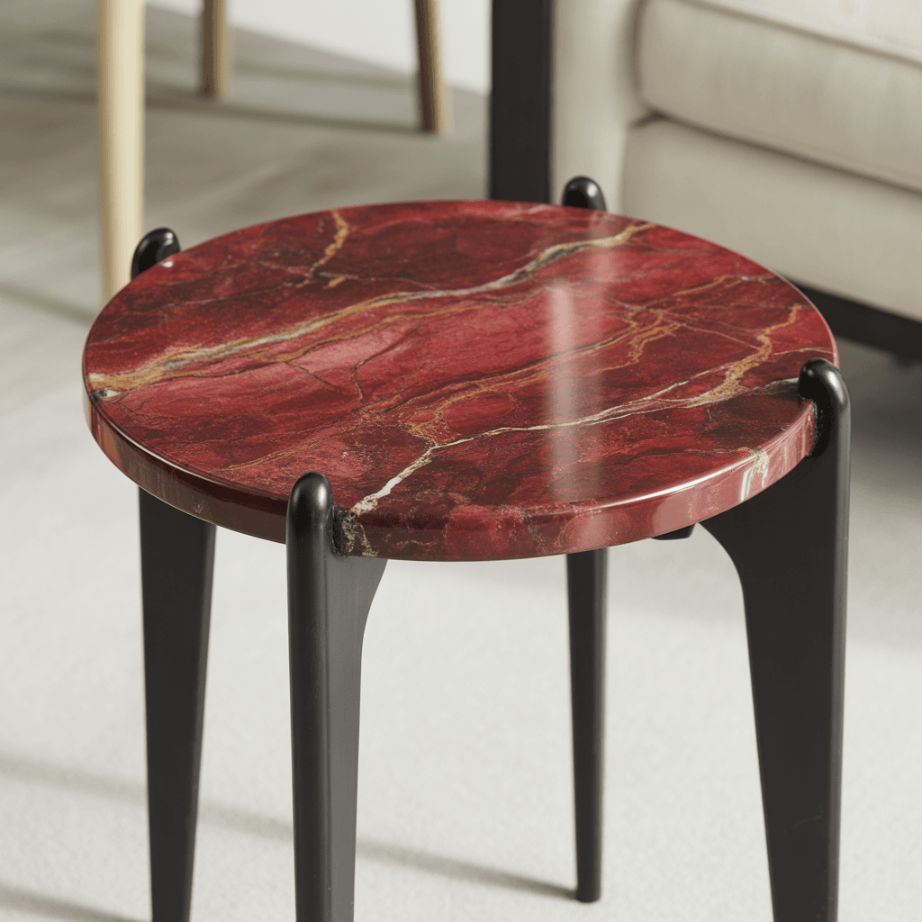 Red marble inspired decor DIY furniture accent