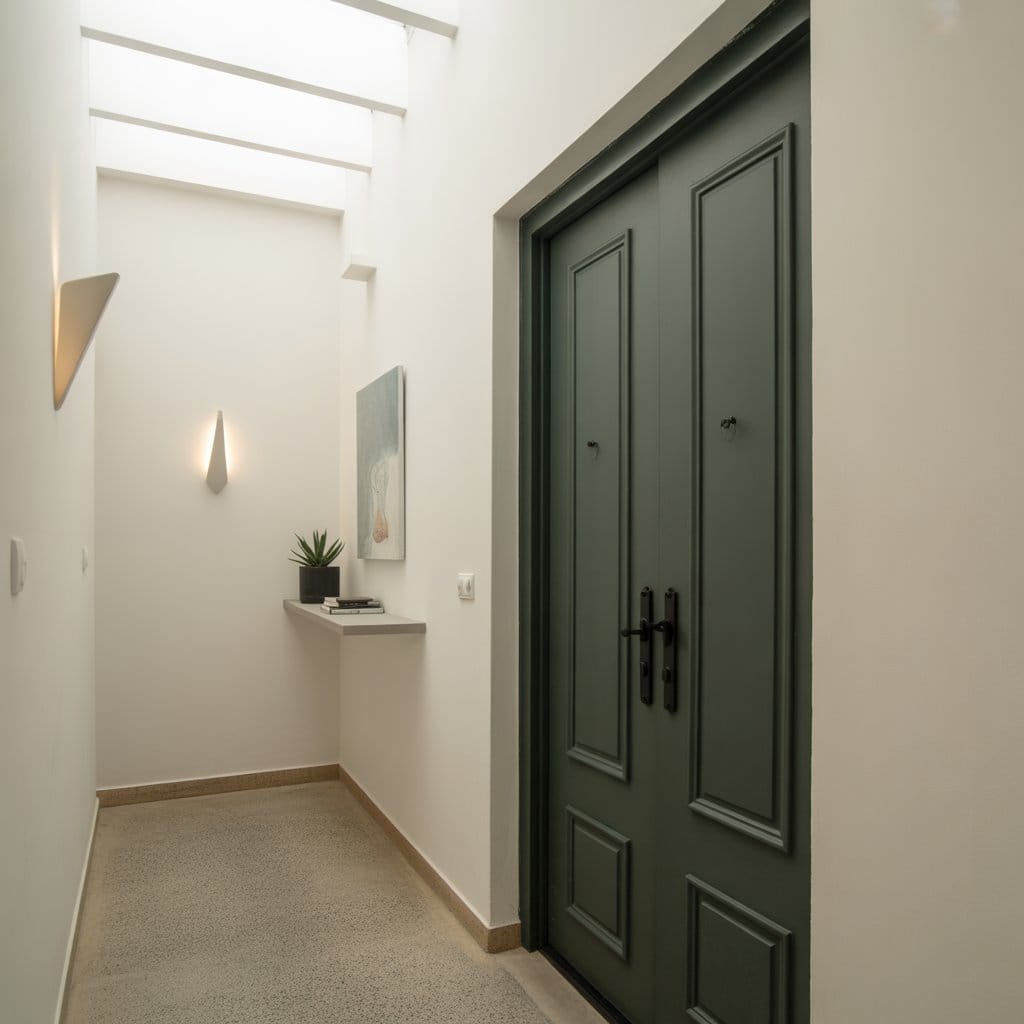 Small hallway decor with greenery