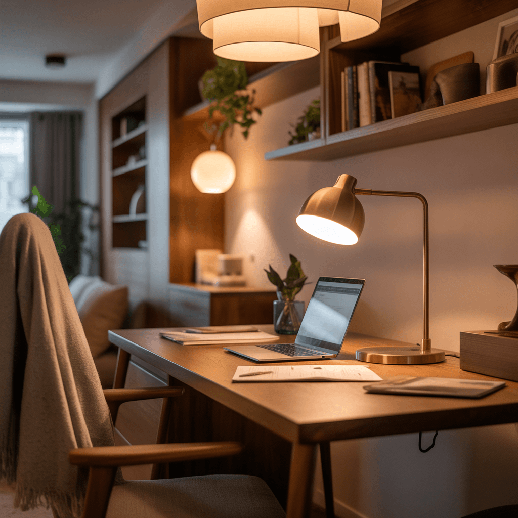 Small home office design with space-saving desk