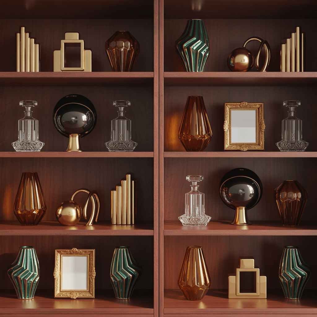 Symmetry in modern Art Deco shelf styling ideas