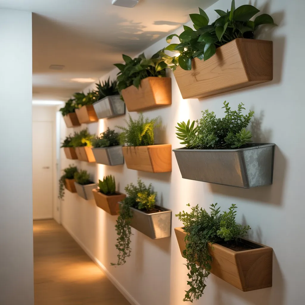 Textured wall design for small hallway
