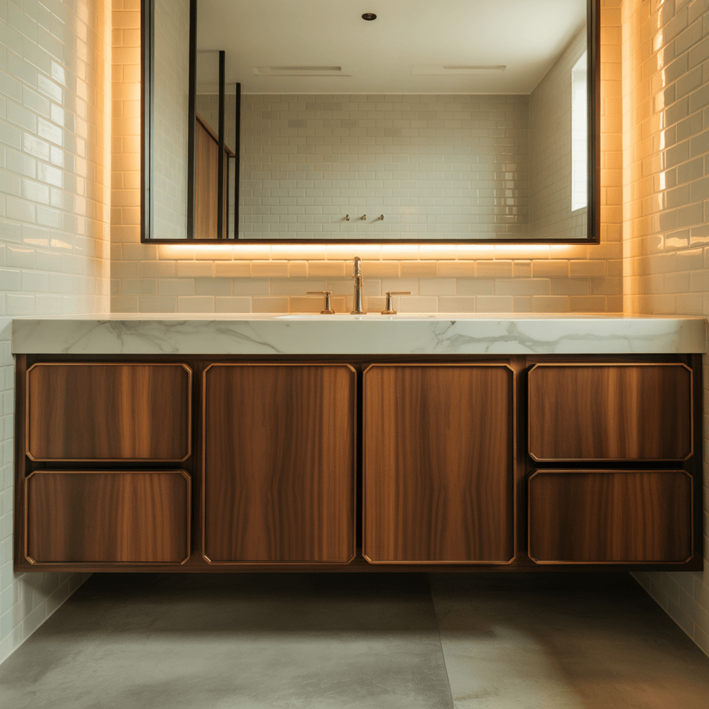 Two-tone walls in a modern luxury bathroom