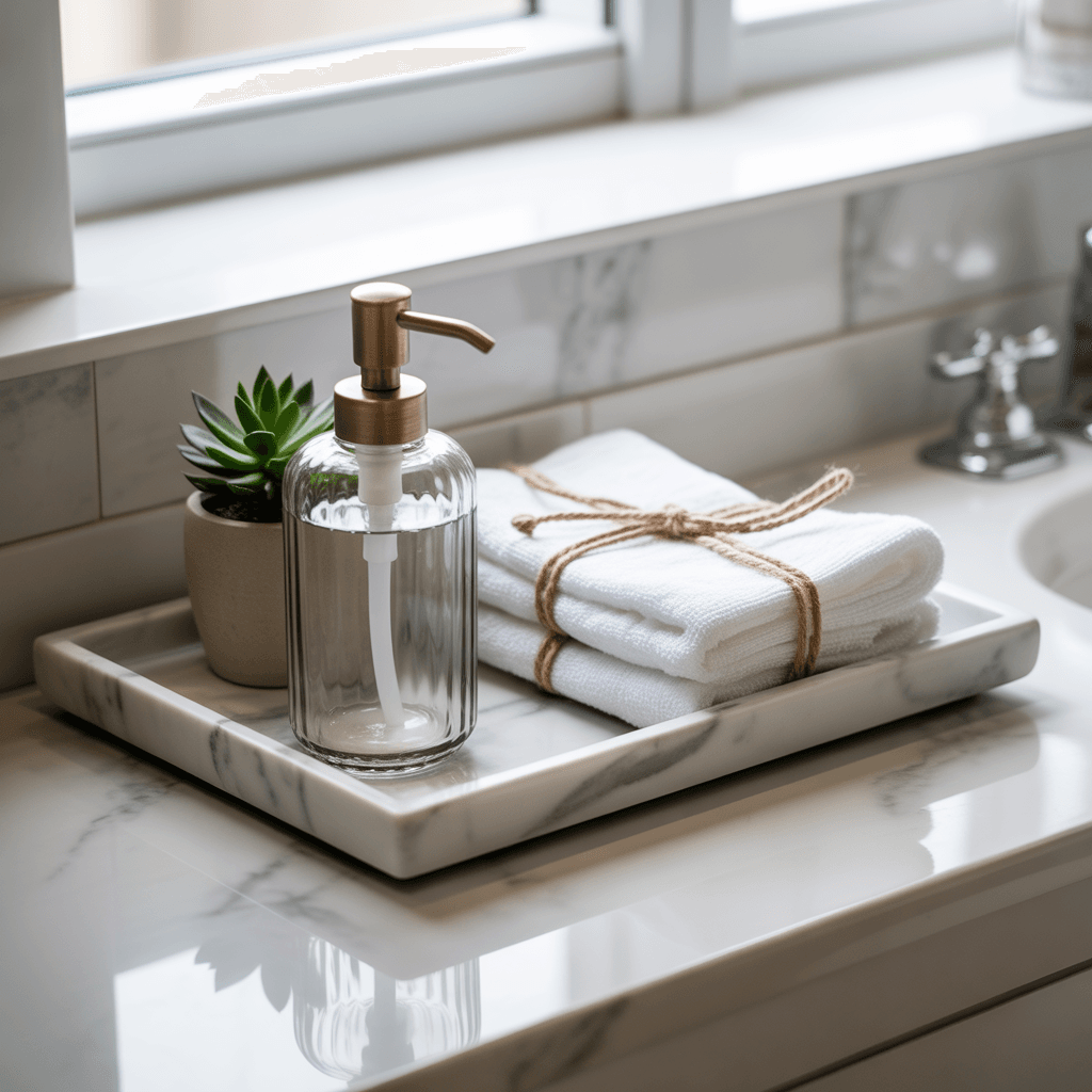 Vanity tray bathroom organization idea