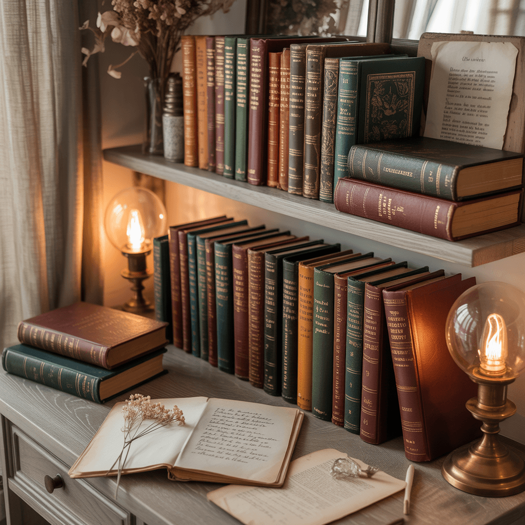 books used as decor in poetcore home styling