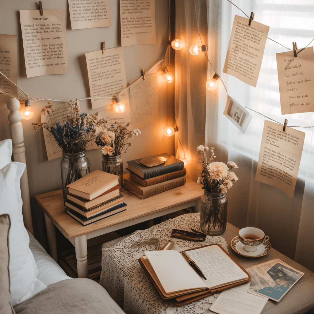 calm poetcore bedroom decor ideas