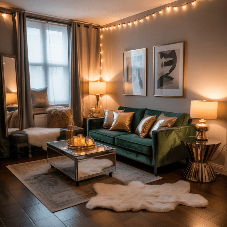 luxury textures in bold glam apartment decor