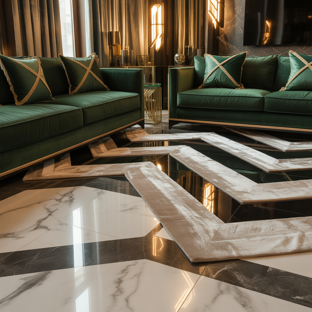textiles and floor decor for Art Deco interiors