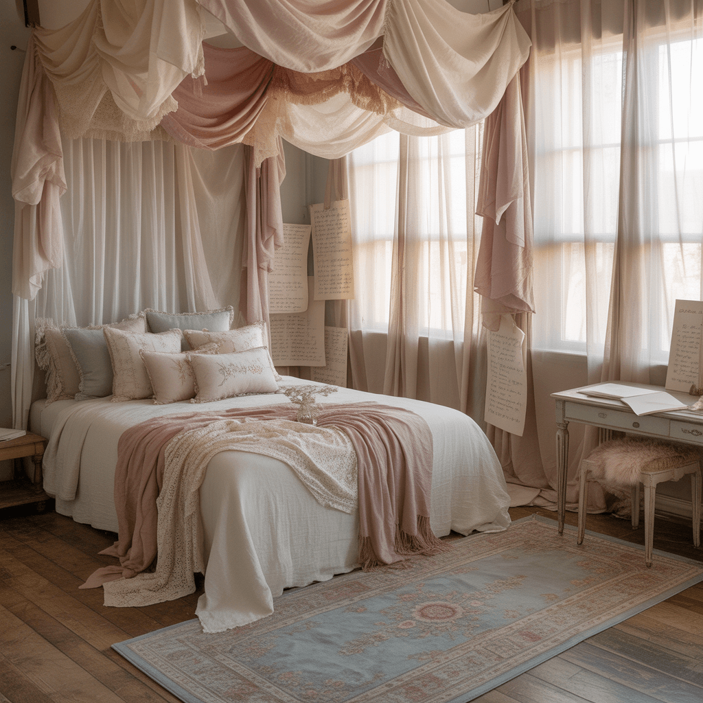 textural styling for cozy poetcore bedroom decor