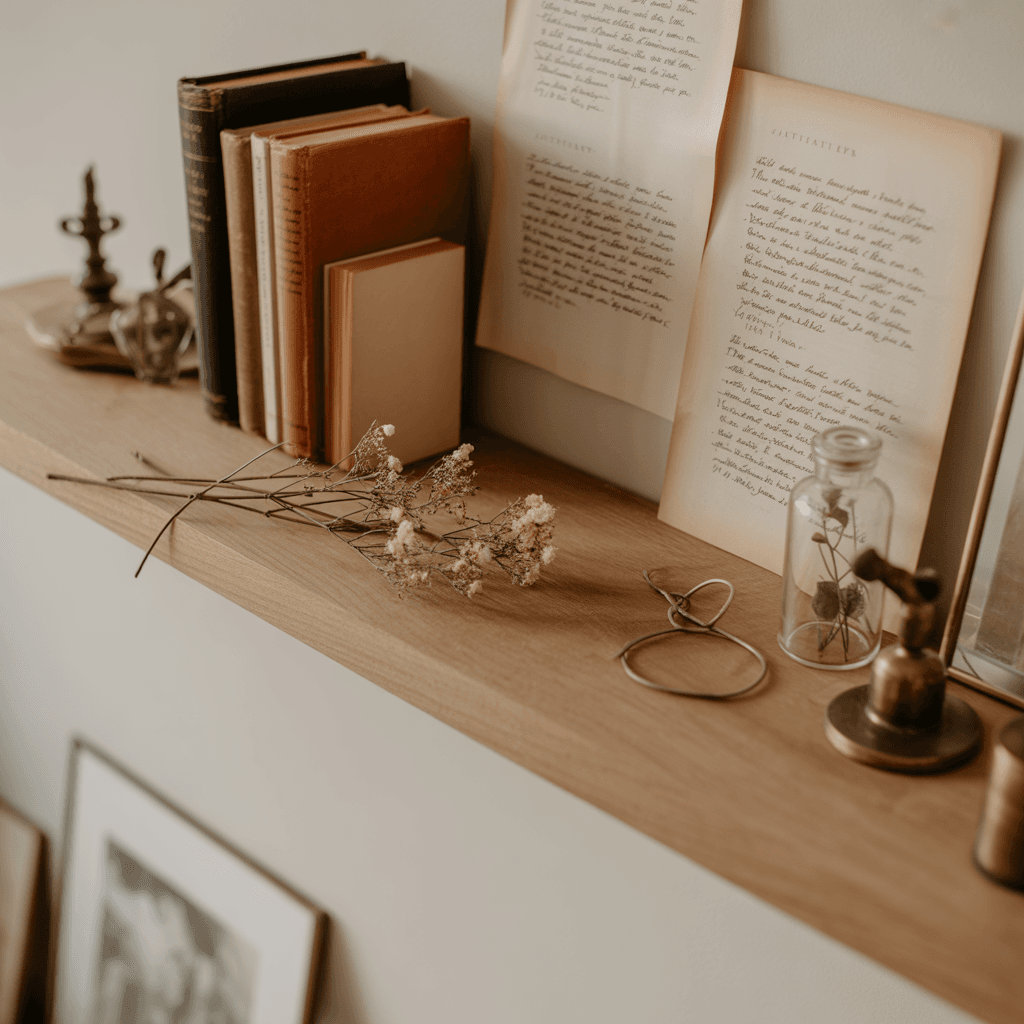 wooden shelf base for DIY romantic poetcore shelf styling